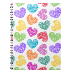 Cuaderno Moderno y vibrante imagen de los corazones del doo