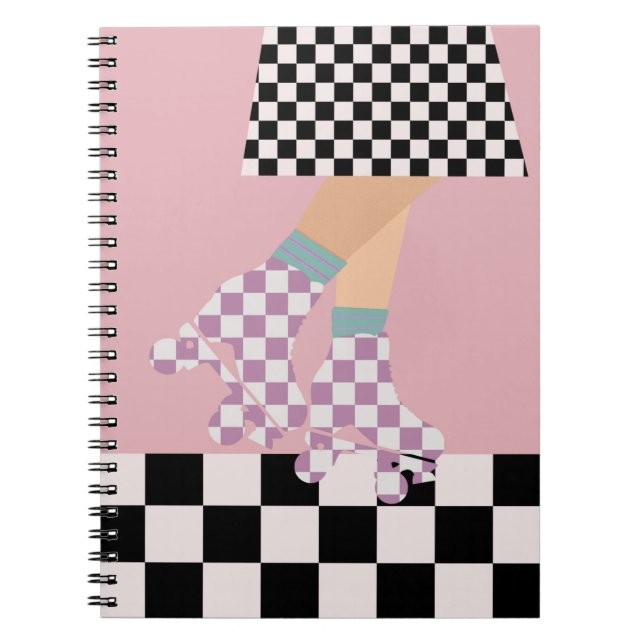 Cuaderno Modernos controles de arte de Chica de patinaje so (Frente)