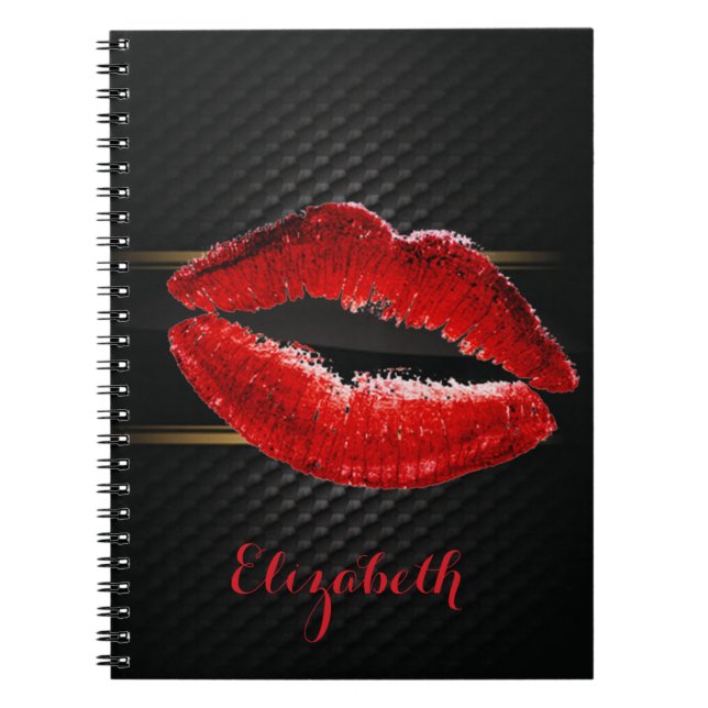 Cuaderno Modernos labios rojos Purpurinas, personalizados e (Frente)