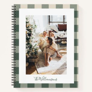 Cuaderno Modernos Navidades de fotografía rústicos en Green