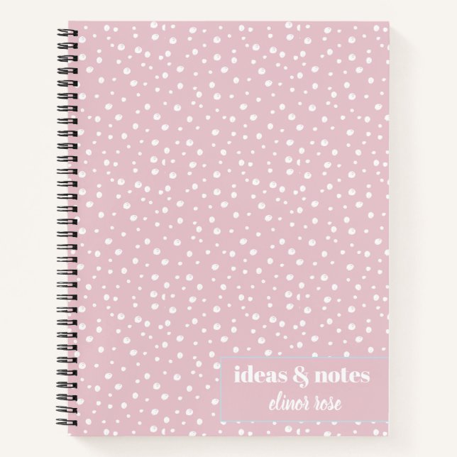 Cuaderno Modernos puntos blancos abstractos manuscritos ros (Anverso)