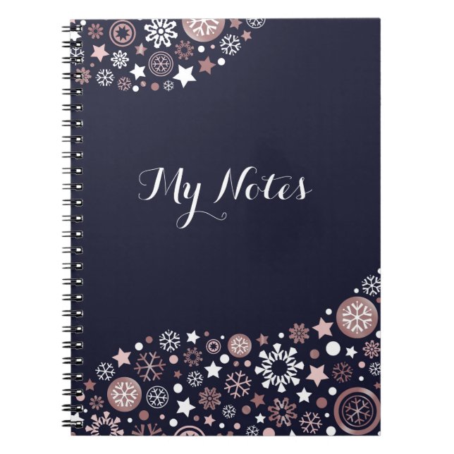 Cuaderno Modernos y elegantes copos de nieve de invierno de (Frente)