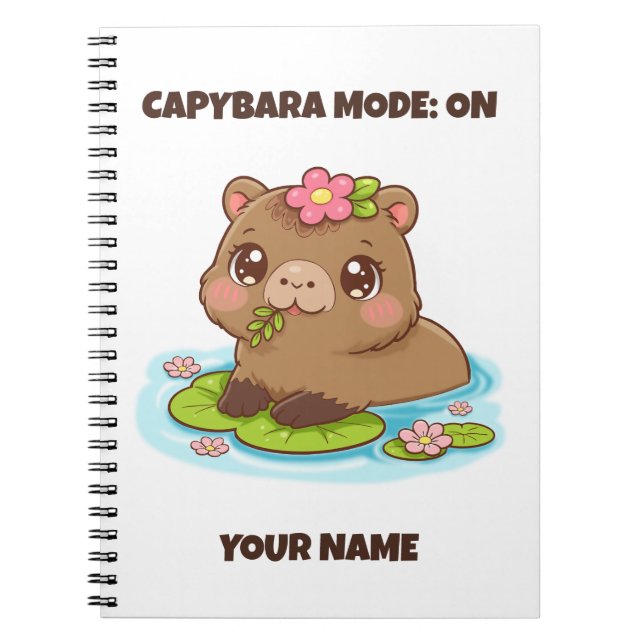 Cuaderno Modo Capybara Kawaii Lindo Personalizado (Frente)