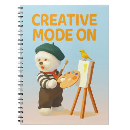 Cuaderno Modo Creativo Activado: Artista Perro Bichon Pinto