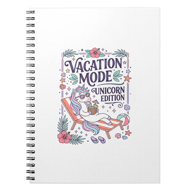 Cuaderno Modo de Vacaciones de Unicornio Edición Unicornio  (Frente)