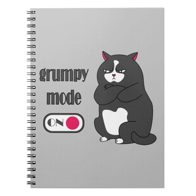 Cuaderno Modo gruñón en gato gordo gracioso (Frente)