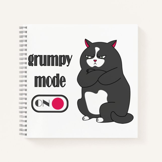 Cuaderno Modo gruñón en gato gordo gracioso (Anverso)