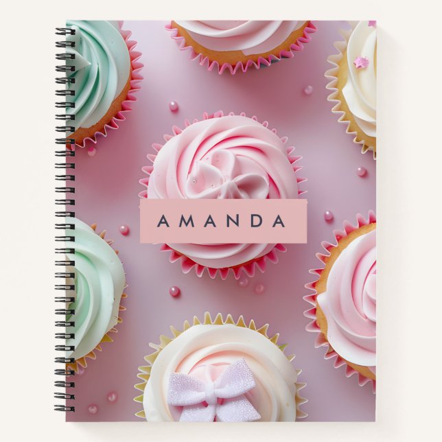 Cuaderno Molde de Cupcake de Pastel Personalizado con Remol (Anverso)