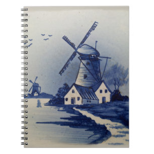 Cuaderno Molino de viento azul vintage Delft