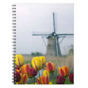 Cuaderno Molinos de viento y tulipanes a lo largo del canal