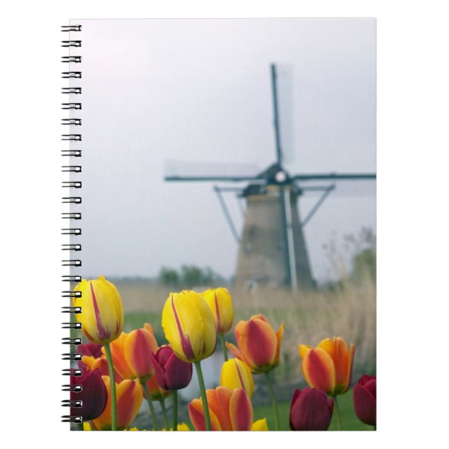 Cuaderno Molinos de viento y tulipanes a lo largo del canal (Frente)