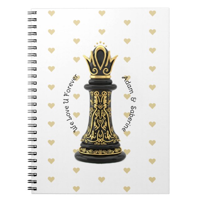 Cuaderno MOM Queen of my life, Golden Script Black Chess  (Frente)