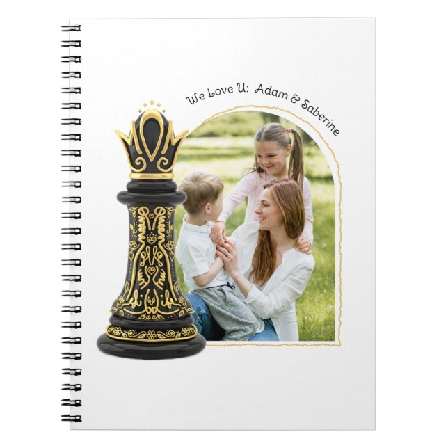 Cuaderno MOM Queen of my life, Golden Script Black Chess  (Frente)