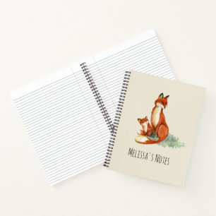 Cuaderno Momma Fox y Baby Watercolor Ilustracion
