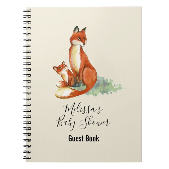 Cuaderno Momma Fox y Baby Watercolor Ilustracion (Frente)