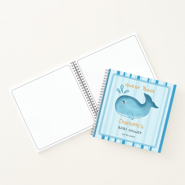 Cuaderno Mommy To Be Cute Whale Baby Shower Guest Book (Interior)