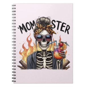 Cuaderno Momster: Una mamá esquelética en llamas bebiendo S
