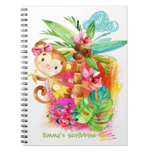 Cuaderno Mona de mono linda trepando árbol
