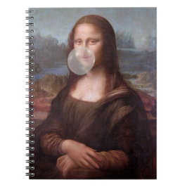 Cuaderno Mona Lisa soplando chicle de burbuja gris