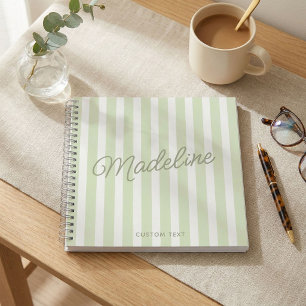 Cuaderno Mona y moderna personalizada rayada en verde salvi