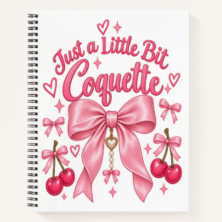 Cuaderno Monada Rosa Coqueta Lazo Cereza Estética Femenina