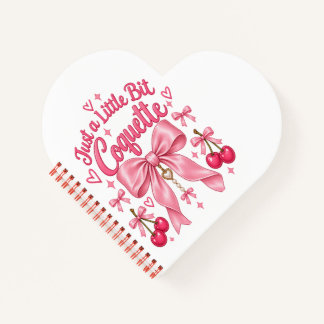Cuaderno Monada Rosa Coqueta Lazo Cereza Estética Femenina