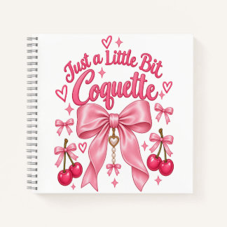 Cuaderno Monada Rosa Coqueta Lazo Cereza Estética Femenina