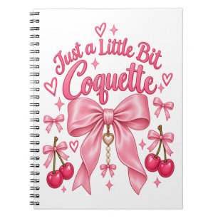 Cuaderno Monada Rosa Coqueta Lazo Cereza Estética Femenina