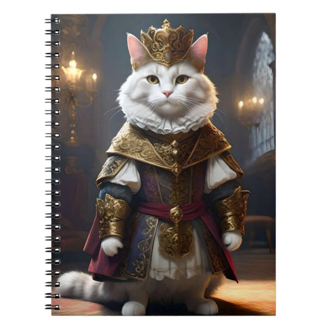 Cuaderno "Monarca majestuoso: El gato blanco real en las ro (Frente)