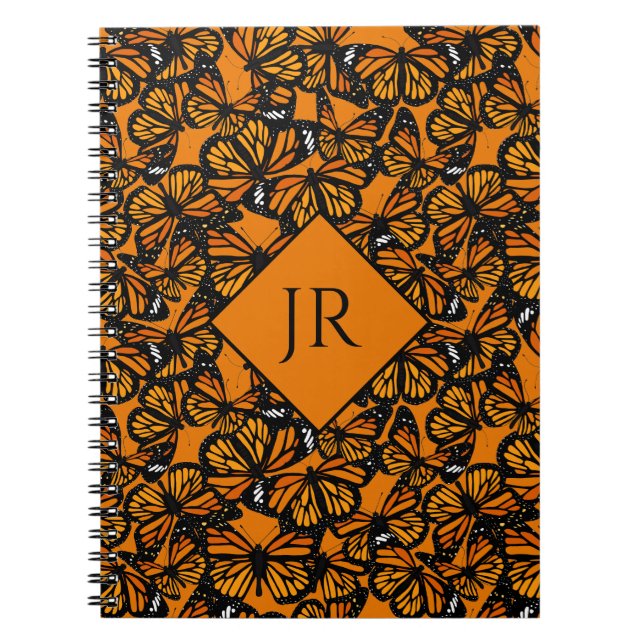 Cuaderno Monarca Naranja Mariposas Monograma Verano Natural (Frente)