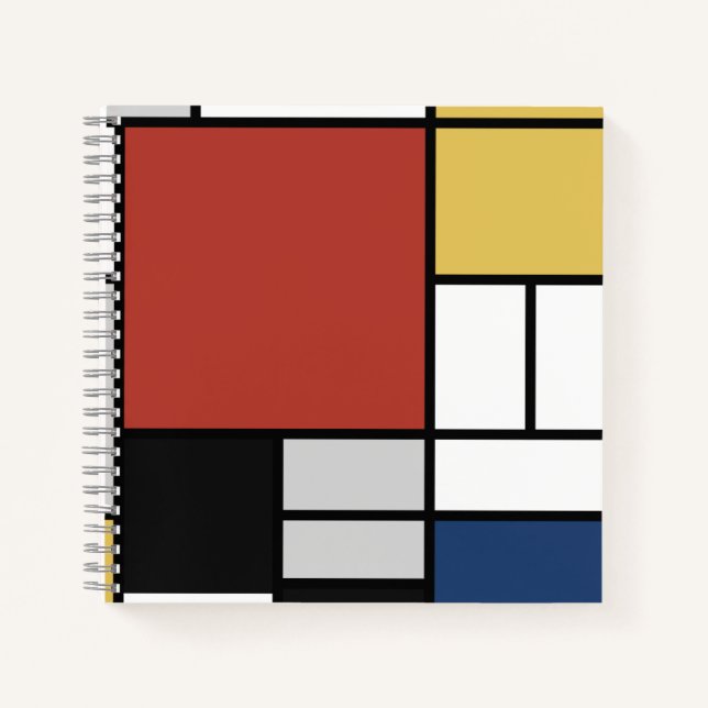 Cuaderno Mondrian Pintura de Plano Rojo Amarillo Azul Gris  (Anverso)
