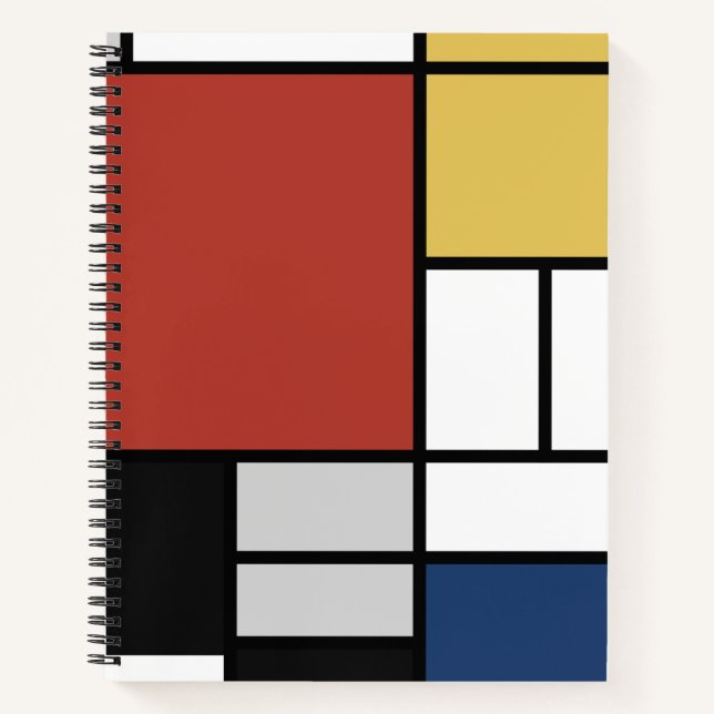 Cuaderno Mondrian Pintura de Plano Rojo Amarillo Azul Gris  (Anverso)