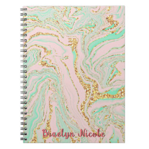 Cuaderno Moneda rosa y martillos dorados