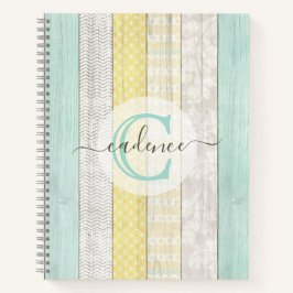 Cuaderno Moneda rústica y Boho amarillo Geo moderno persona
