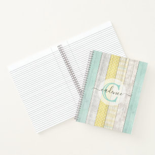 Cuaderno Moneda rústica y Boho amarillo Geo moderno persona