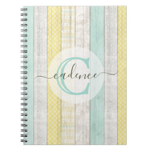 Cuaderno Moneda rústica y Boho amarillo Geo moderno persona