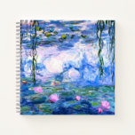 Cuaderno Monet Pink Water Lilies<br><div class="desc">Un cuaderno de nenúfares con nenúfares rosados en Monet flotando en un estanque azul tranquilo con colchonetas de lirios. Un gran regalo de Monet para los amantes del impresionismo y del arte francés. Impresionismo natural sereno con flores y paisajes pintorescos de estanques.</div>