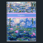 Cuaderno Monet - plantilla Water Lilies 1919<br><div class="desc">La famosa pintura de Claude Monet,  Water Lilies,  1919,  plantilla,  lista para personalizar. Inserte su propio nombre/texto en lugar de Virginia.</div>