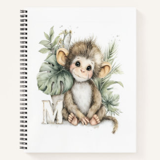 Cuaderno Mono alfabeto de animales bebés en acuarela adorab