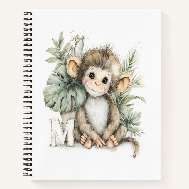 Cuaderno Mono alfabeto de animales bebés en acuarela adorab (Anverso)