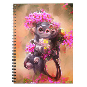 Cuaderno Mono bebé con flores