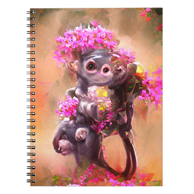 Cuaderno Mono bebé con flores (Frente)