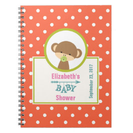 Cuaderno Mono bebe marrón con Pacificador Baby Shower
