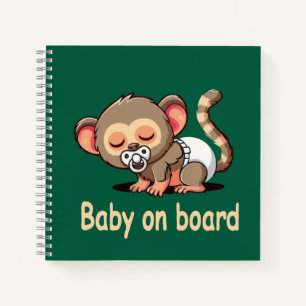 Cuaderno Mono de dibujos animados lindo durmiendo   Coche c