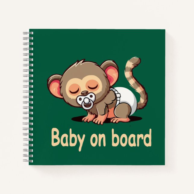 Cuaderno Mono de dibujos animados lindo durmiendo | Coche c (Anverso)