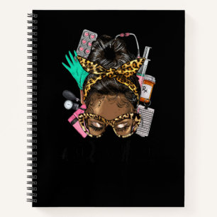 Cuaderno Moño Desordenado Africano Gafas Leopardo UR Pelo L
