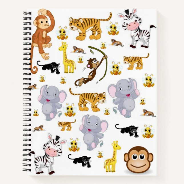 Cuaderno Mono elefante de tigre en espiral para portátil (Anverso)
