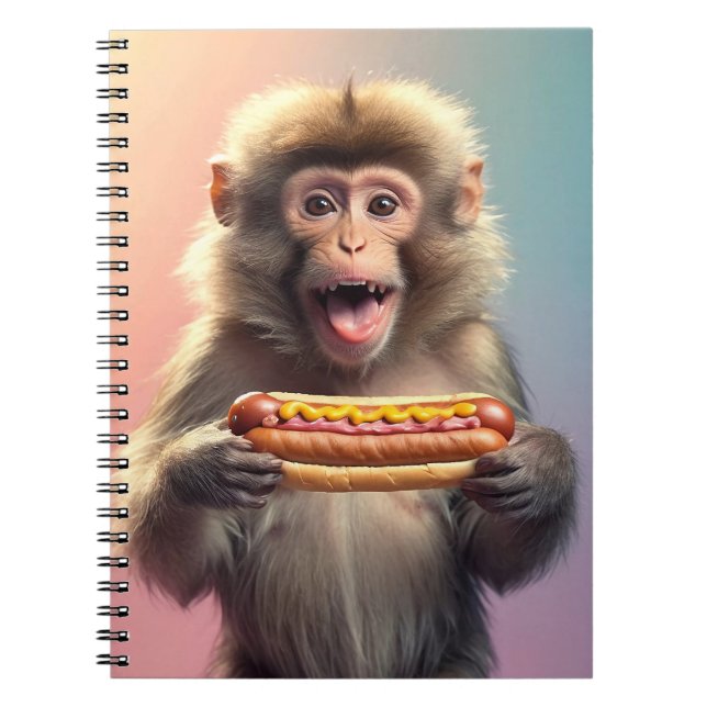 Cuaderno Mono lindo con hotdog (Frente)