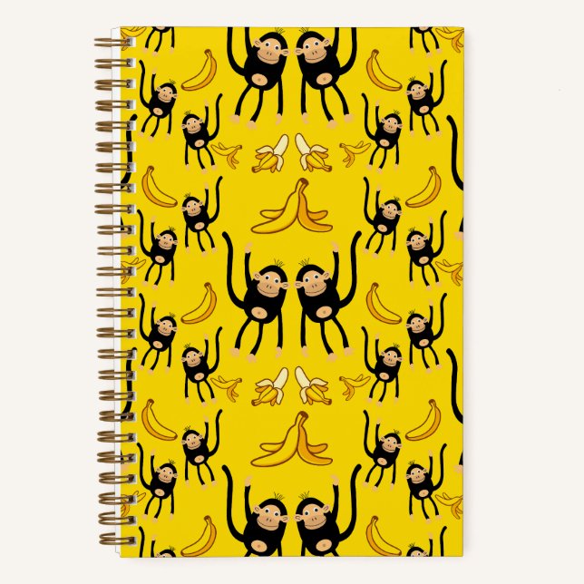 Cuaderno Mono Lindo y Estampado de Plátano (Anverso)
