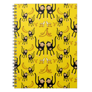 Cuaderno Mono Lindo y Estampado de Plátano